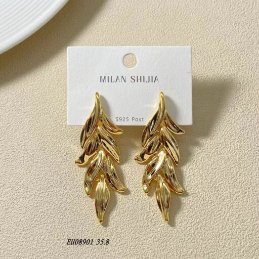 Boucles Feuilles Élancées Dorées